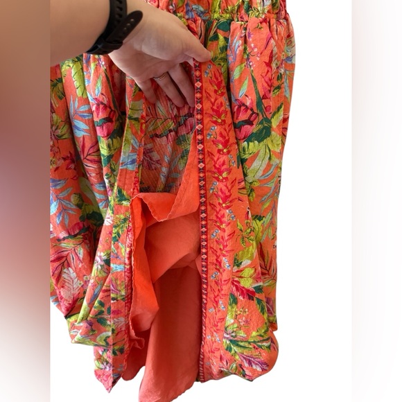 Land’s End Women’s Size XL 18 Floral Tropical Dress Tie Straps Palms Liner - Picture 4 of 8